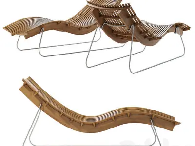 sunbed wood chair 3D model