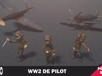 WW2 DE Pilot Low-poly 3D model