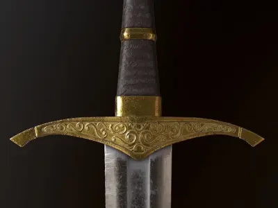 Medieval Short Sword - PBR Game Ready Low-poly 3D model