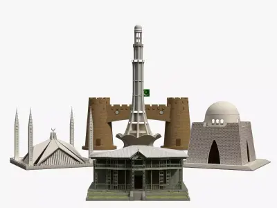 Pakistan Landmarks 3D Bundle Pack 3D Model Collection