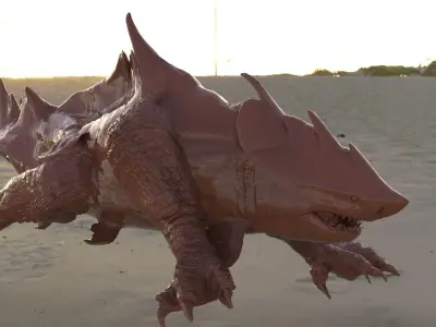 Megalodon Dragon spiked Hybrid with UVs 3D 3D model