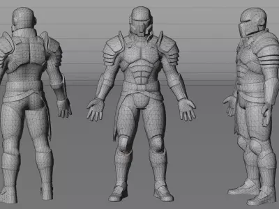 Sci-Fi Armored Soldier - Game Ready  Low-poly 3D model
