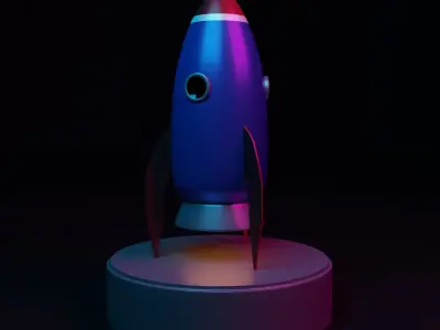 Cartoon Rocket Ship Low-poly 3D model