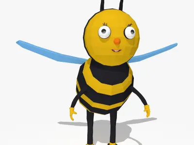 Cartoon Bee in Low Poly Style Low-poly 3D model