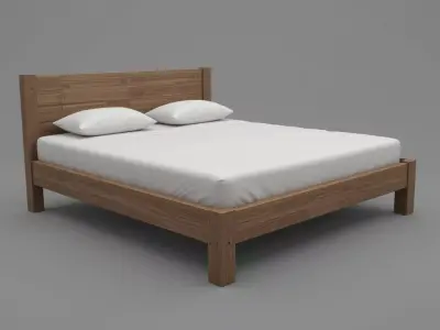 Simple Bed 3D Model  Low Poly Furniture  Game  Interior Ready Free low-poly 3D model