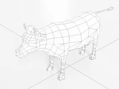 Cow toon 3d model  Low-poly 3D model