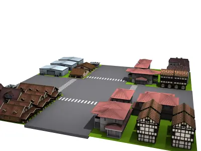 Street environment Low-poly 3D model