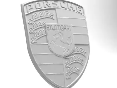 Porsche Old Logos Emblems Badges Crests Bundle Low-poly 3D model