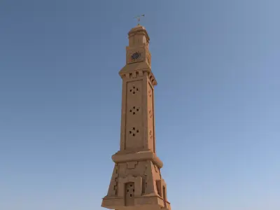 Arab Land mark Alqashla Clock Tower in Iraq Low-poly 3D model