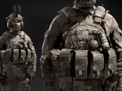 US SOF Soldier Low-poly 3D model