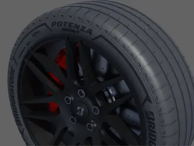 3d Wheel Model of Bridgestone POTENZA SPORT Low-poly 3D model