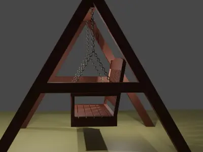 Wooden outdoor porch swing chair Free 3D model