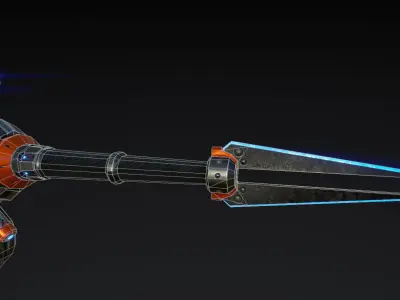 GunBlade futuristic weapon Low-poly 3D model