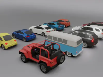 collection of 10 low poly cars 3D models 3D model