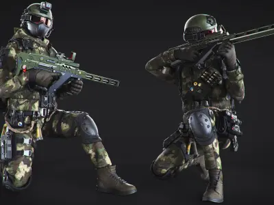 50 HQ Poses 3D models of soldiers 3D model