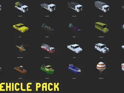 Simple Vehicle Pack Low-poly 3D model
