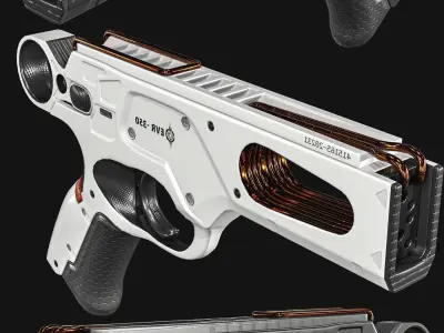 Sci-Fi Laser Plasma Pistol Low-poly 3D model