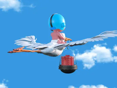 Cartoon Stork 3D model 3D model