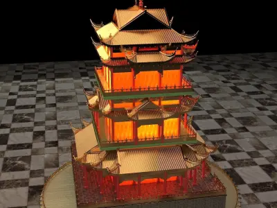 Chinese ancient tower  3D model