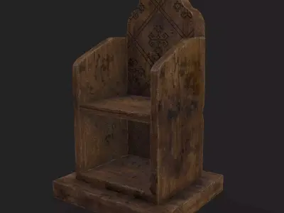 Rustic Medieval Wooden Bedside Book Shelf Free low-poly 3D model