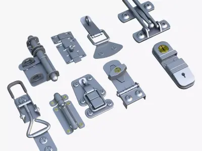 Metal Fastener and Clasp Set M1 3D model