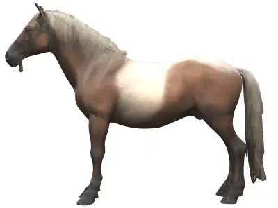 Viking era horse game model Low-poly 3D model