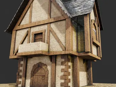 Medieval building with pbr textures Low-poly 3D model
