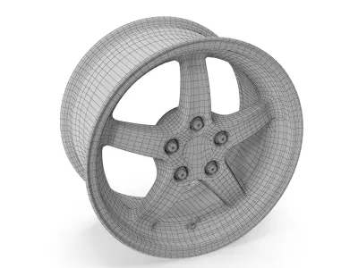 Cobra R 1995 Style Wheel 17X9 Silver Dished With Machined Lip 3D model