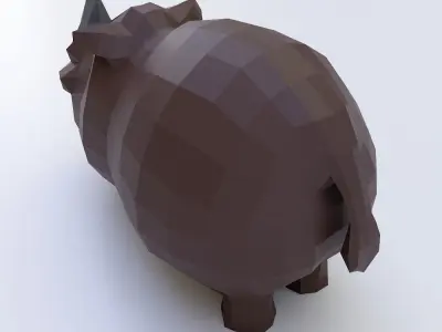 Rhino cartoon 3d model  Low-poly 3D model