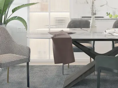 dining and chair table Modern 3D model