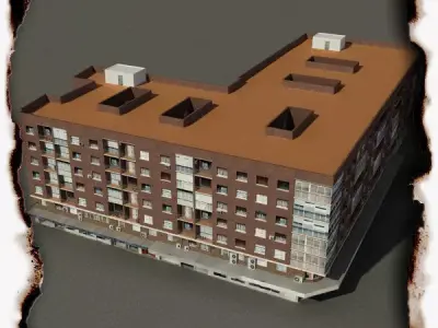 Building apartment - apartment Low-poly 3D model