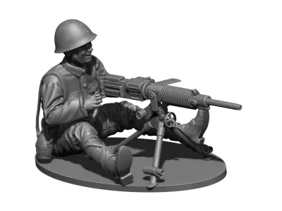Japan soldier ww2 Type 92 3D print model