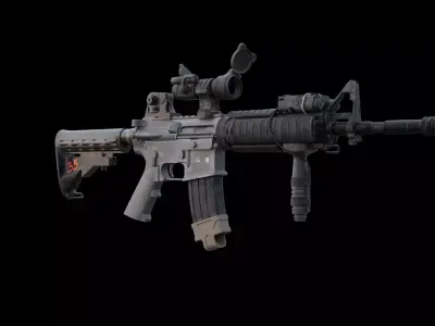 M4A1 Carbine Assault Rifle - Game Ready Low Poly Low-poly 3D model