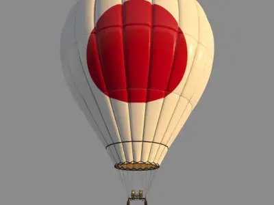 JaponFlag-Parachute hot air balloon with japanese flag 3D model