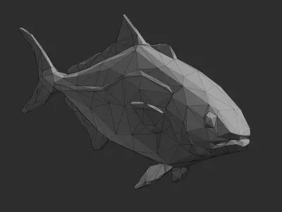 Low Poly Banded Rudderfish Low-poly 3D model