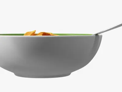 Bowl of Breakfast Cereals with Milk Collection 3D model
