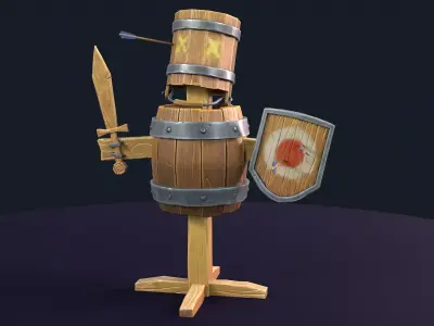 Stylized training dummy Low-poly 3D model