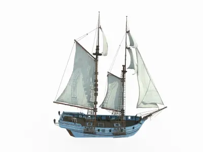 Ancient medium sized sailboats 3D model