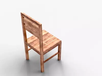  Classic Wooden Dining Chair 3D Model with  PBR Furniture Asset Low-poly 3D model