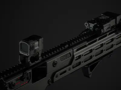 Vector submachine gun Low-poly 3D model