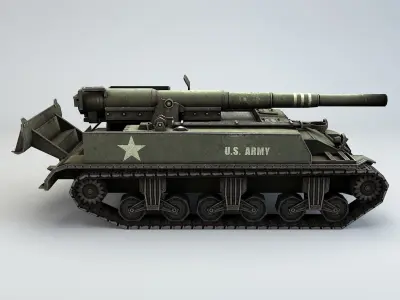 Low Poly M12 Gun Motor Carriage Low-poly 3D model