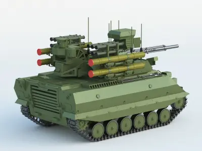 Uran-9 armored vehicle with machine gun 3D model