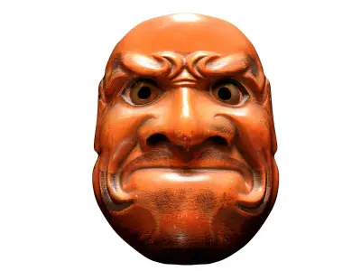 Kobeshimi Mask Noh Theatre Japanese Mythology Fantasy Art Cloth Low-poly 3D model