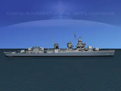 Fletcher Class Destroyer DD-477 USS Pringle 3D model