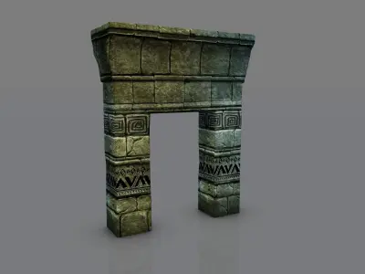 Aztec mayan gate Low-poly 3D model