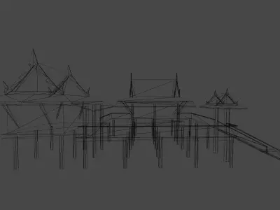 Thai traditional house 01 Low-poly 3D model