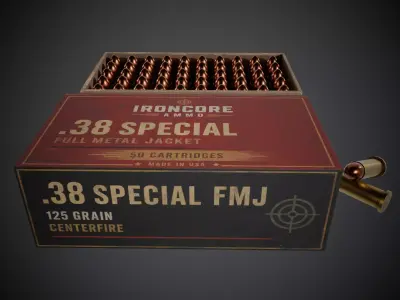 38 Special Ammunition Pack Game Ready PBR Low Poly 3D Models Low-poly 3D model