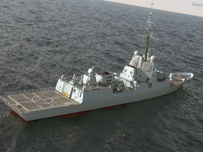 Military Ship air warfare destroyer HMAS Hobart  3D model