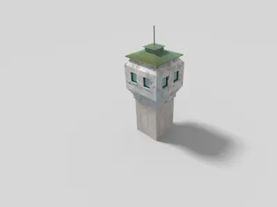 low poly military tower Low-poly 3D model