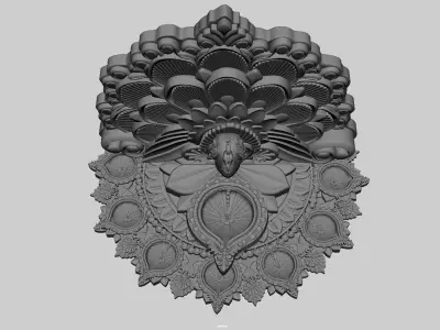 oil lamp clay peacocock 3D model